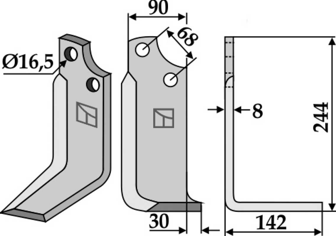 Fräsmesser 244x90mm, rechts